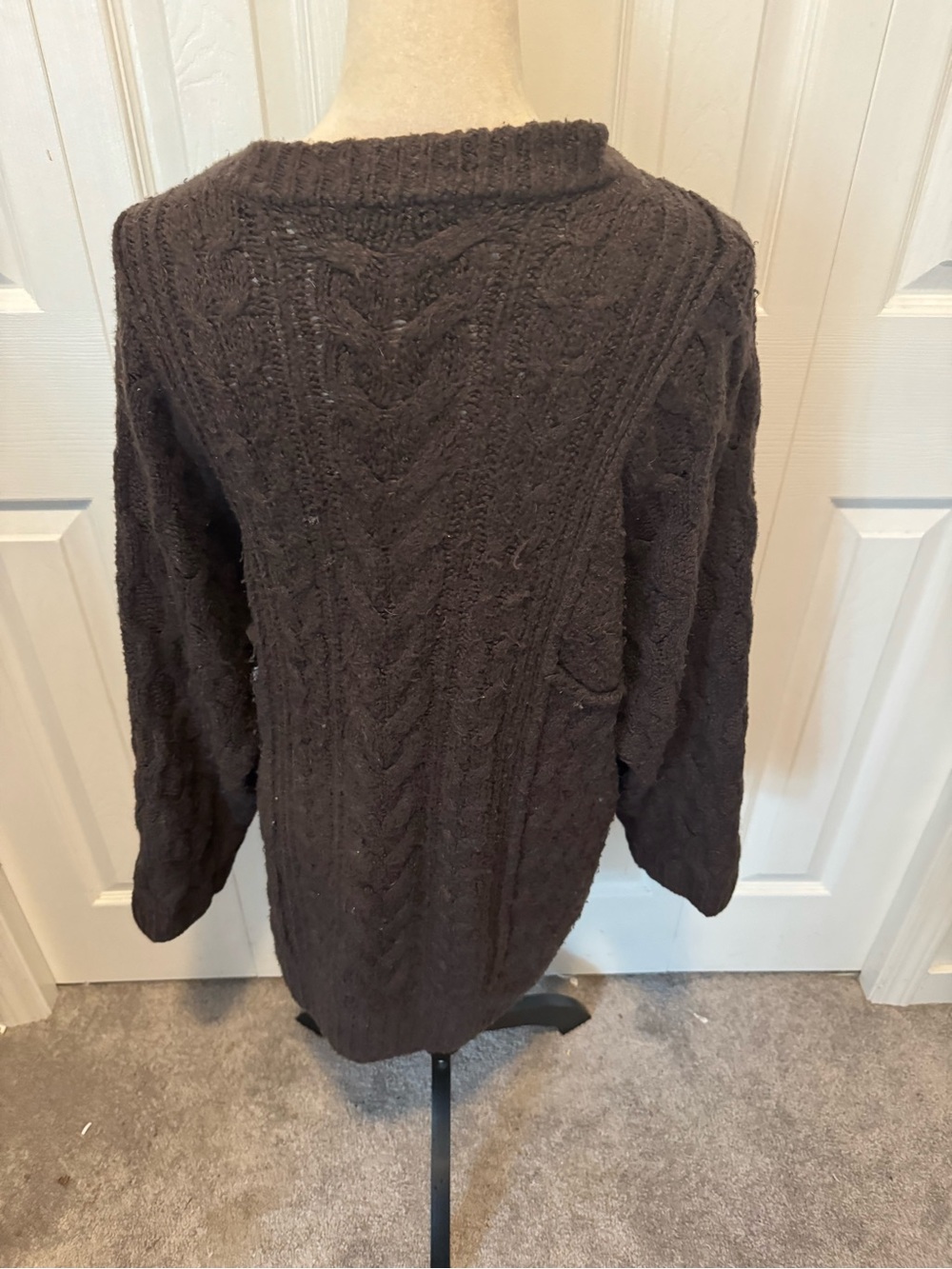 Oversized Free People Cable-Knit Crew Sweater in Brown - Picture 11 of 16